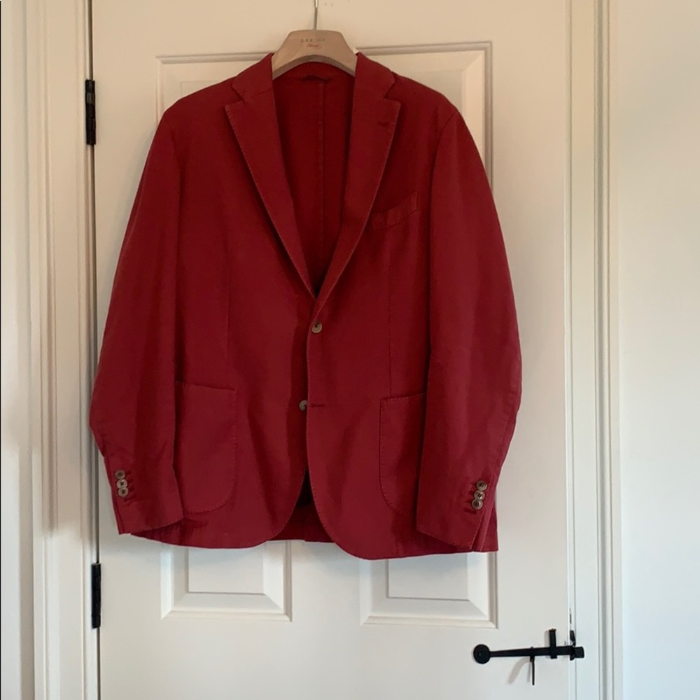 Men’s Red Linen Unlined Tailored Blazer